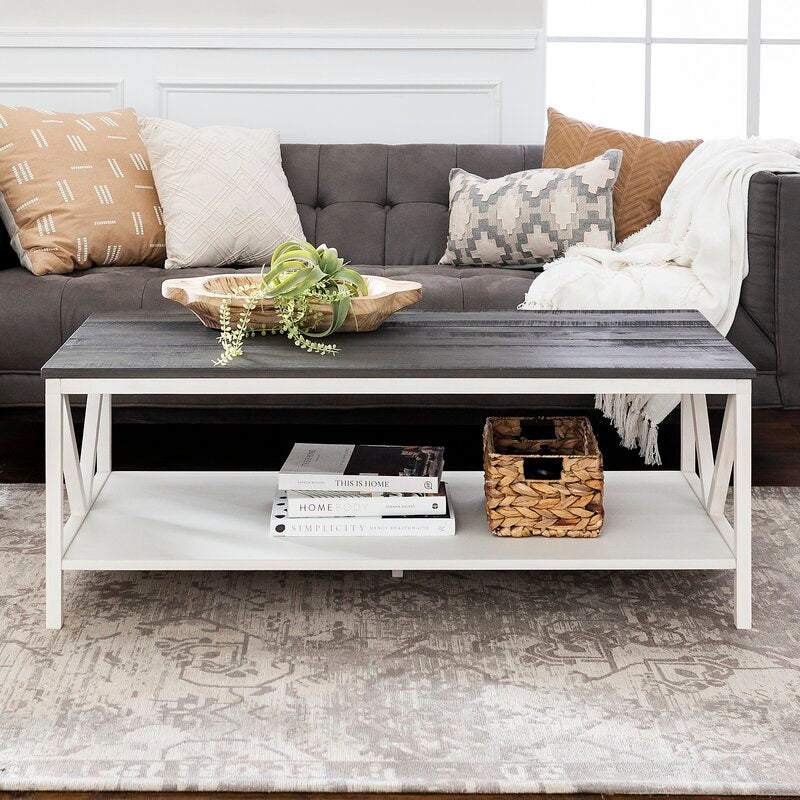 Gray Richins Solid Wood 4 Legs Coffee Table with Storage
