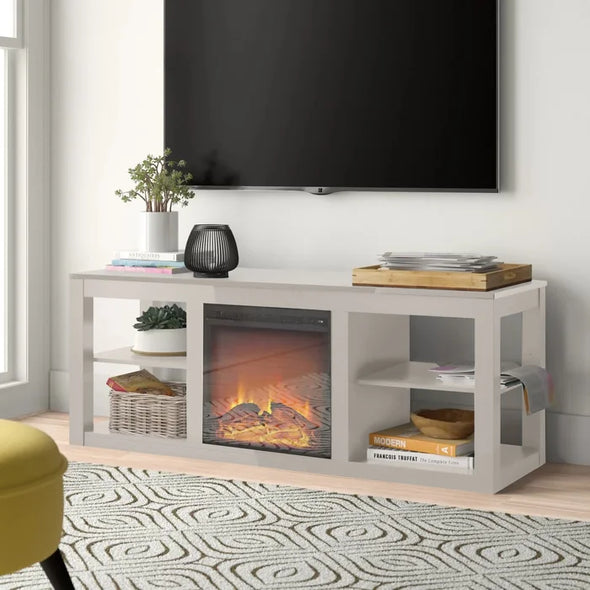 Dove Gray Rickard TV Stand for TVs up to 65" with Fireplace Included