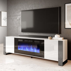 White Gray Rickeisha TV Stand for TVs up to 85" with Fireplace Included