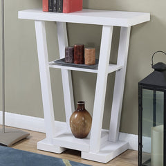 White 31.5'' Console Table Ideal Option for Smaller Living Rooms and Entryways Two Lower Shelves