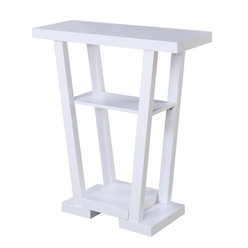 White 31.5'' Console Table Ideal Option for Smaller Living Rooms and Entryways Two Lower Shelves