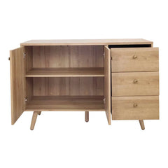 46.5'' Wide 3 Drawer Server Splayed Legs Adjustable Shelves Solid and Engineered Wood