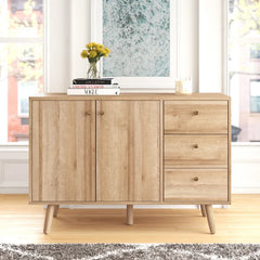 46.5'' Wide 3 Drawer Server Splayed Legs Adjustable Shelves Solid and Engineered Wood