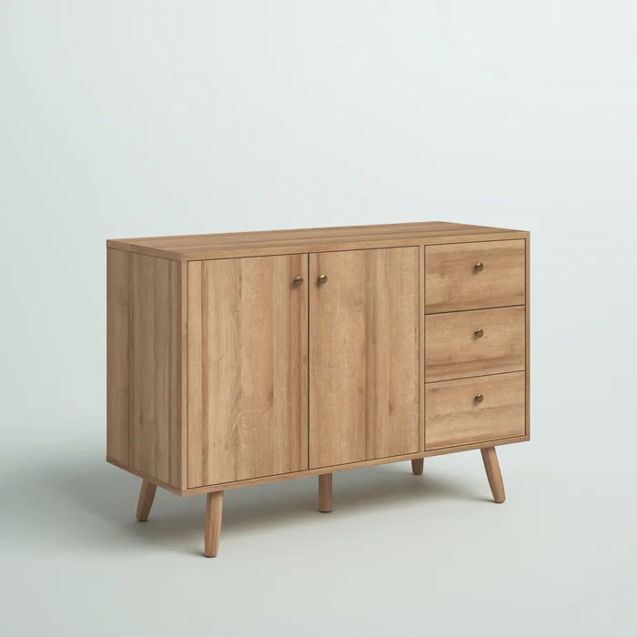 46.5'' Wide 3 Drawer Server Splayed Legs Adjustable Shelves Solid and Engineered Wood