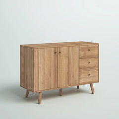 46.5'' Wide 3 Drawer Server Splayed Legs Adjustable Shelves Solid and Engineered Wood
