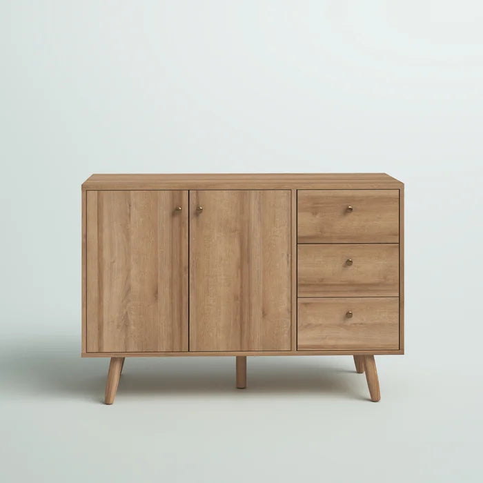 46.5'' Wide 3 Drawer Server Splayed Legs Adjustable Shelves Solid and Engineered Wood