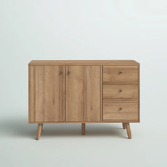 46.5'' Wide 3 Drawer Server Splayed Legs Adjustable Shelves Solid and Engineered Wood