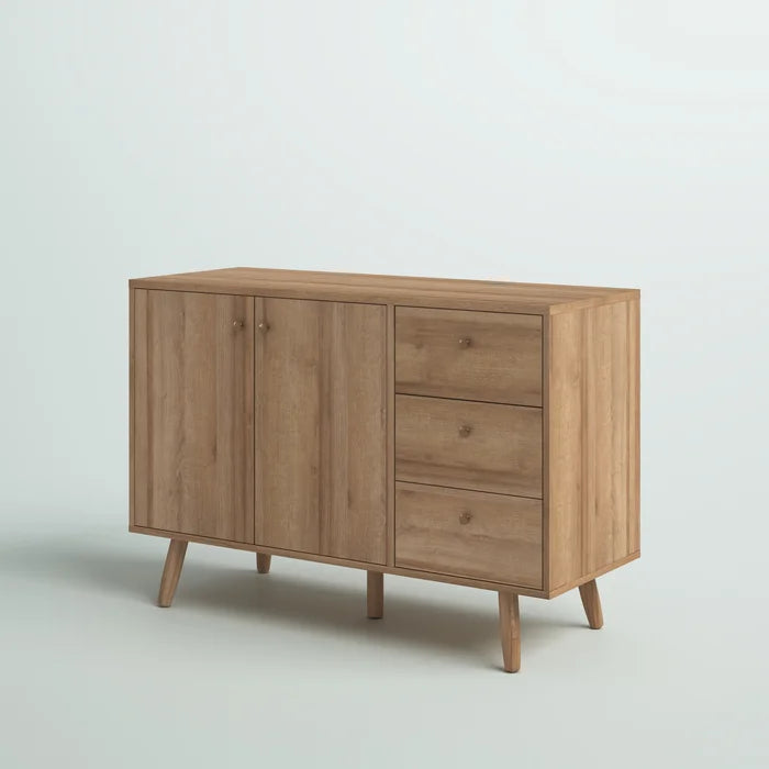 46.5'' Wide 3 Drawer Server Splayed Legs Adjustable Shelves Solid and Engineered Wood