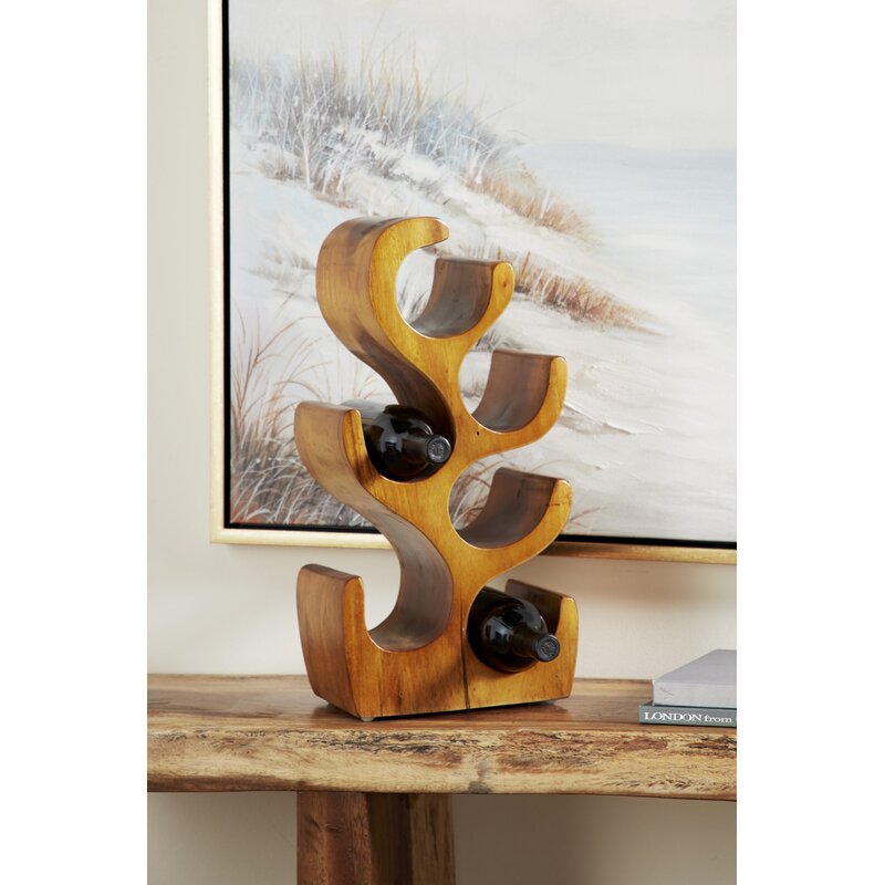 Solid Wood Tabletop Wine Bottle Rack in Brown Display and Organize your Wine Bottles