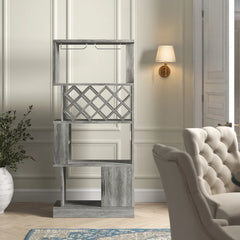 Gray Rish Bar with Wine Storage Adds Plenty of Visual Depth to your Dining Room or Living Room