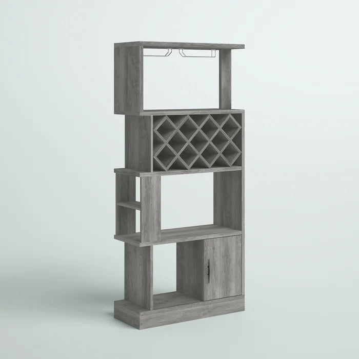 Gray Rish Bar with Wine Storage Adds Plenty of Visual Depth to your Dining Room or Living Room