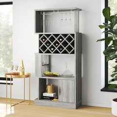 Gray Rish Bar with Wine Storage Adds Plenty of Visual Depth to your Dining Room or Living Room