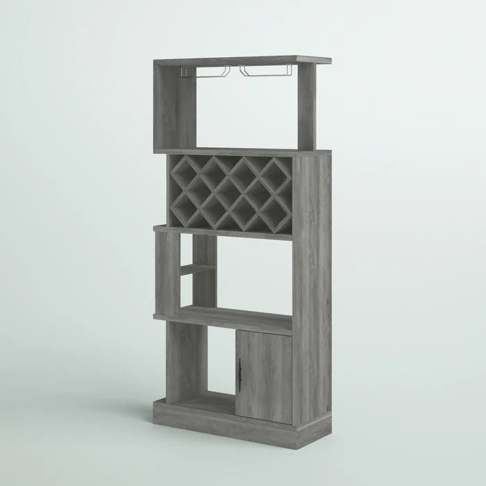 Gray Rish Bar with Wine Storage Adds Plenty of Visual Depth to your Dining Room or Living Room