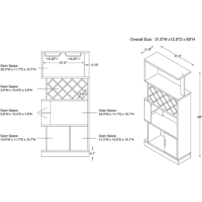 Gray Rish Bar with Wine Storage Adds Plenty of Visual Depth to your Dining Room or Living Room