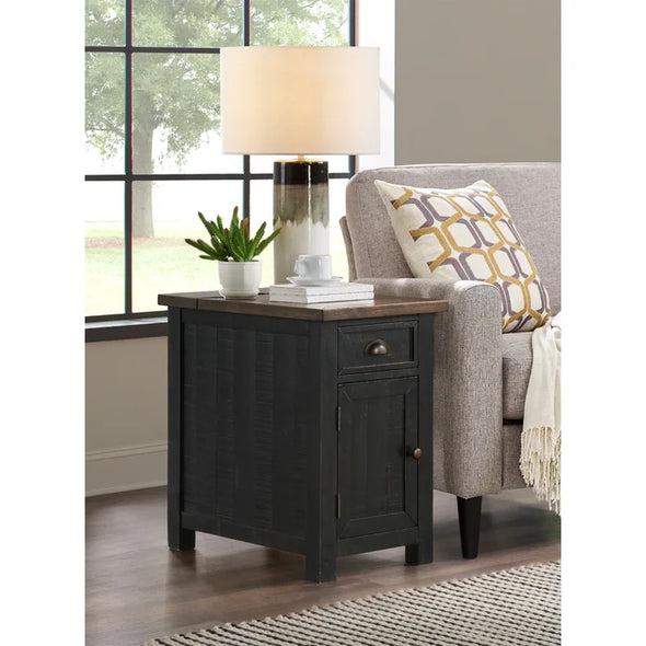 Risner 25'' Tall Solid Wood End Table with Storage and Built-In Outlets