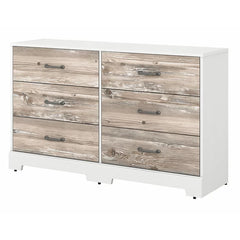 White Suede Oak/Barnwood River Brook Bedroom 6 Drawer 56.69'' W Double Dresser
