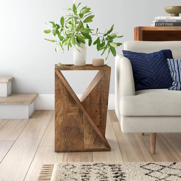 Wood abstract end table sale
