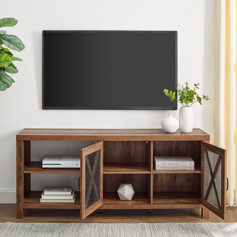 Rustic Oak Rivy TV Stand for TVs up to 65" Features a Clean Lined Silhouette