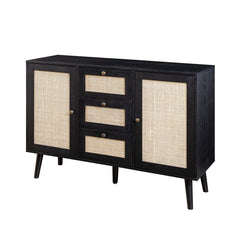 Black 48'' Wide 3 Drawer Sideboard 2 Adjustable Shelves for Customizable Organization Display in your TV Room, Entryway, Or Dining Area
