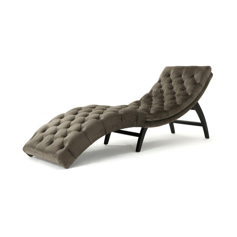 Rojo Tufted Armless Chaise Lounge Gray Elegant Tufted Body