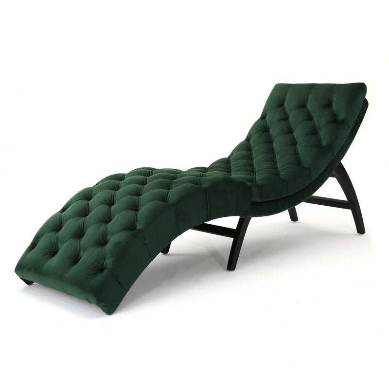 Tufted Armless Chaise Lounge Elegant Tufted Body, this Chair is Curved to Provide the Most Comfortable Shape for the Human Body
