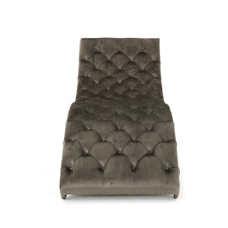 Rojo Tufted Armless Chaise Lounge Gray Elegant Tufted Body