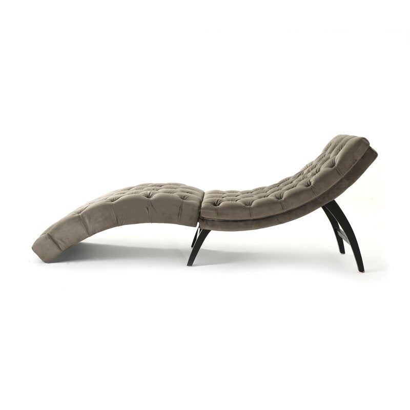 Rojo Tufted Armless Chaise Lounge Gray Elegant Tufted Body