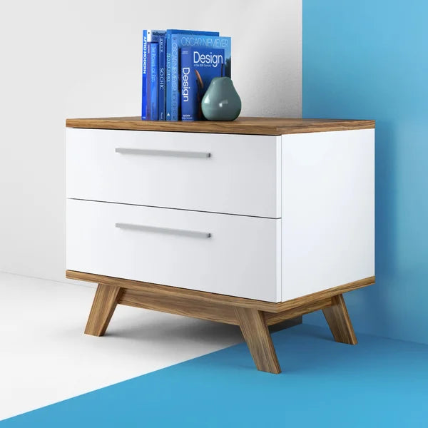 Roland 17.69'' Tall 2 - Drawer Nightstand in White/Brown