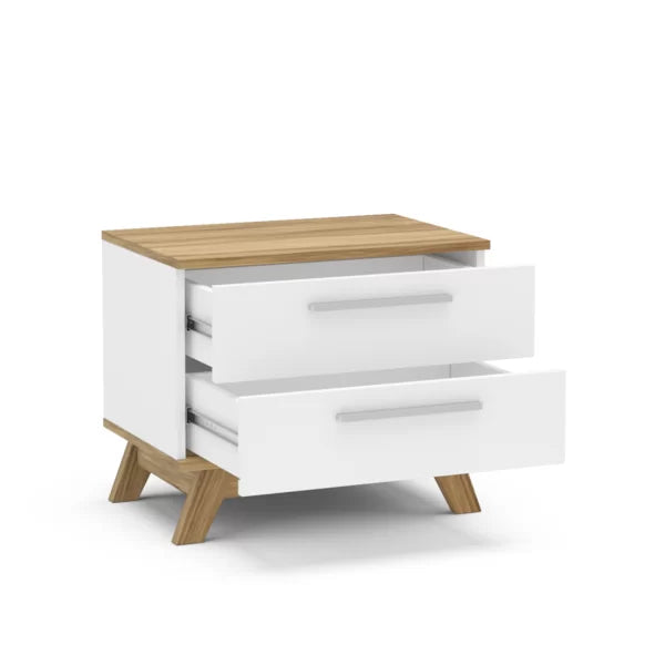 Roland 17.69'' Tall 2 - Drawer Nightstand in White/Brown