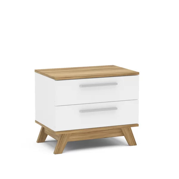 Roland 17.69'' Tall 2 - Drawer Nightstand in White/Brown