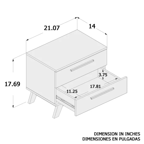 Roland 17.69'' Tall 2 - Drawer Nightstand in White/Brown