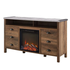 Rustic Oak Dark Rosborough TV Stand for TVs up to 58" with Fireplace Included
