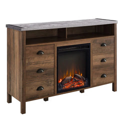 Rustic Oak Dark Rosborough TV Stand for TVs up to 58" with Fireplace Included