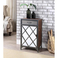 Roseau 30.7'' Tall Iron 1 - Door Mirrored Accent Cabinet Rustic Charm