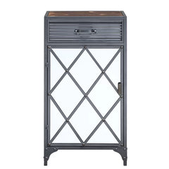 Roseau 30.7'' Tall Iron 1 - Door Mirrored Accent Cabinet Rustic Charm