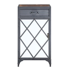 Roseau 30.7'' Tall Iron 1 - Door Mirrored Accent Cabinet Rustic Charm