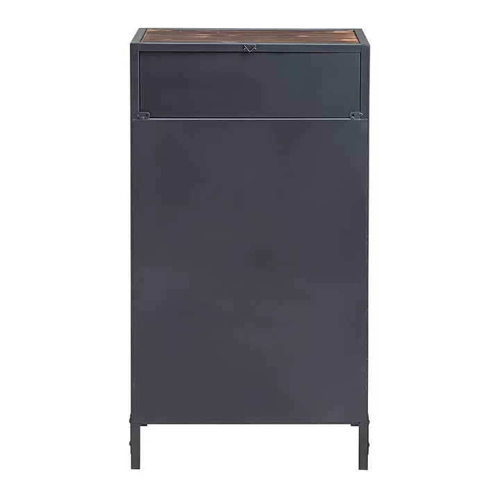 Roseau 30.7'' Tall Iron 1 - Door Mirrored Accent Cabinet Rustic Charm