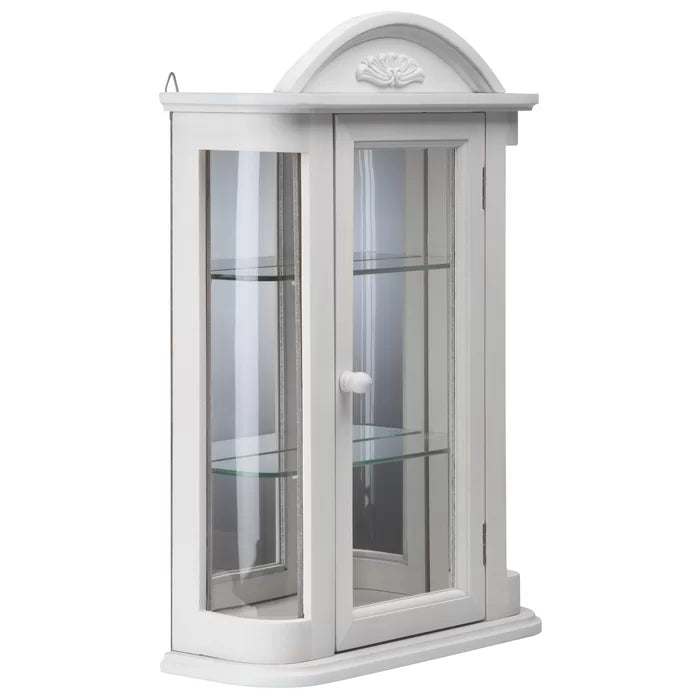 White Rosedale 15.5'' Wide Solid Wood Mirrored Back Curio Cabinet