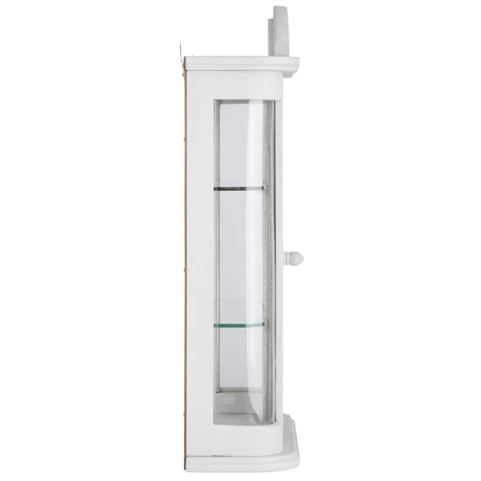 White Rosedale 15.5'' Wide Solid Wood Mirrored Back Curio Cabinet