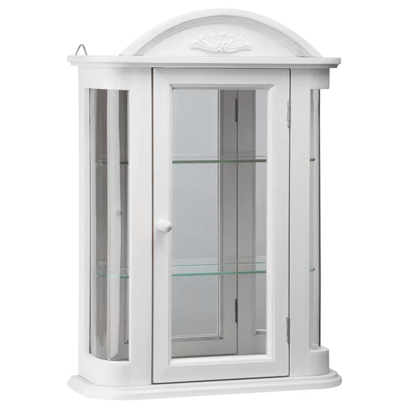 White Rosedale 15.5'' Wide Solid Wood Mirrored Back Curio Cabinet