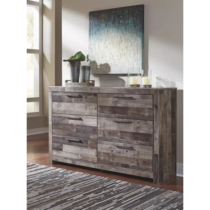 Brown Rosinski 6 Drawer W Double Dresser Sleek Modern Update Design