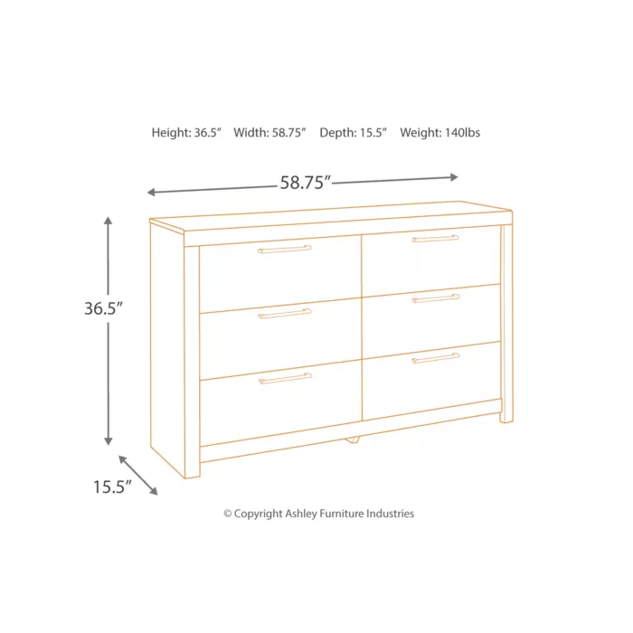 Brown Rosinski 6 Drawer W Double Dresser Sleek Modern Update Design