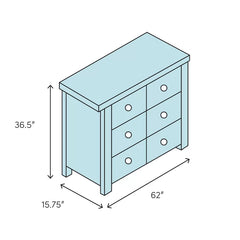 Brown Rosinski 6 Drawer W Double Dresser Sleek Modern Update Design