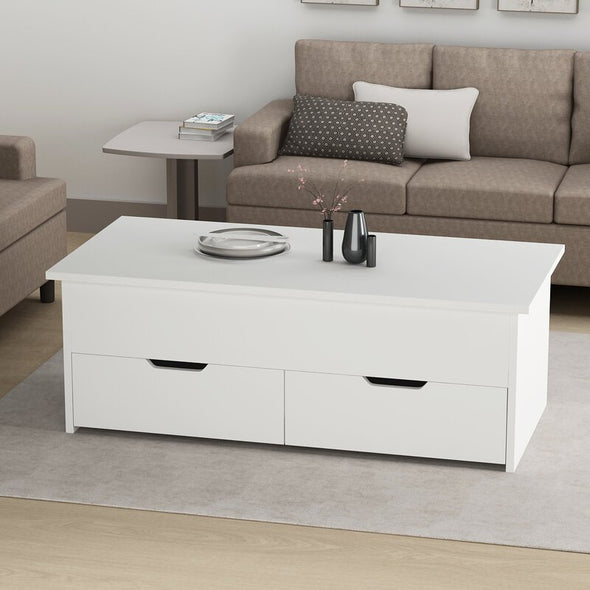 White Rossignol Lift Top Coffee Table with Storage