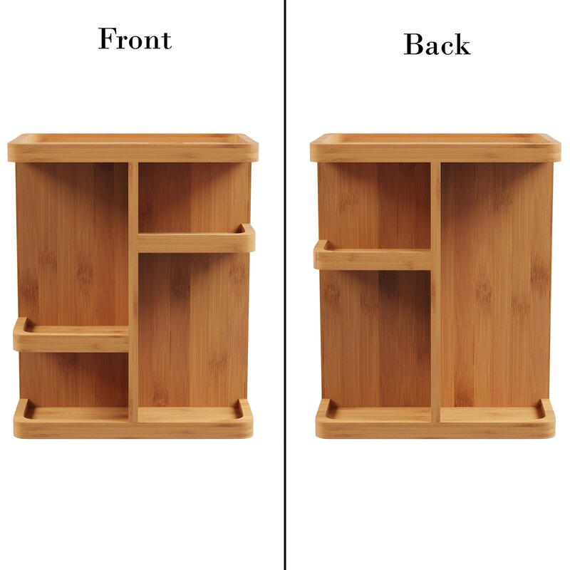 Rotating Rectangular Tabletop Makeup Organizer Multiple Shelves Conveniently Easily Hold Variety