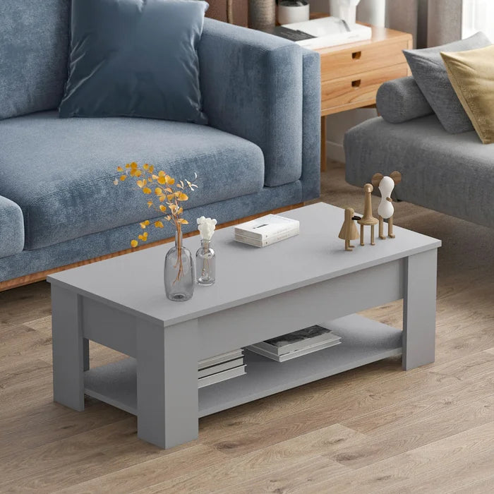 Gray Rothrock Lift Top 4 Legs Coffee Table with Storage Manufactured Wood