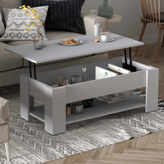 Gray Rothrock Lift Top 4 Legs Coffee Table with Storage Manufactured Wood
