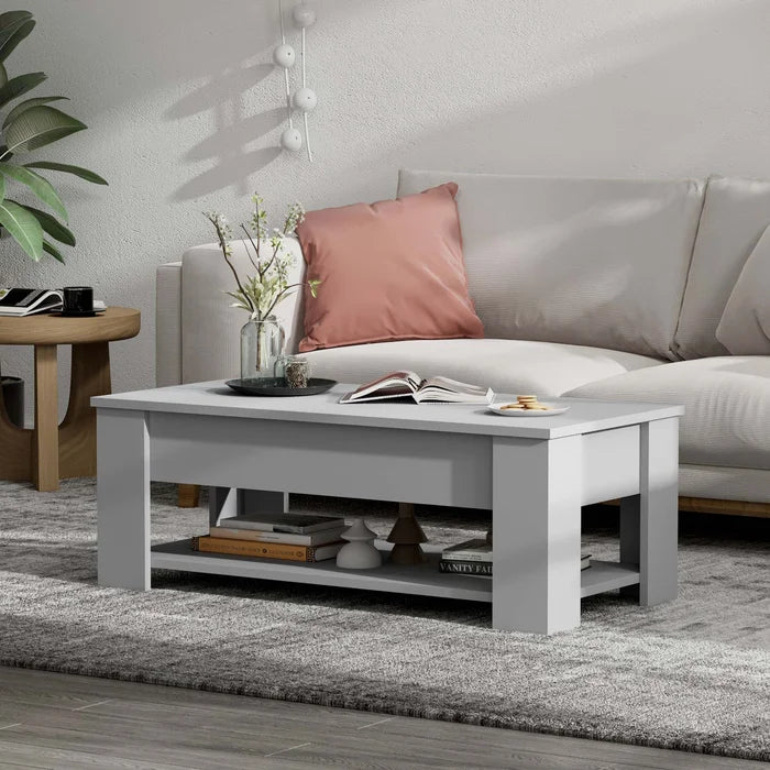 Gray Rothrock Lift Top 4 Legs Coffee Table with Storage Manufactured Wood