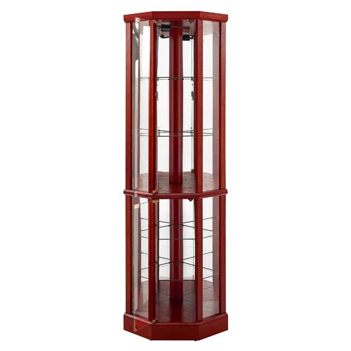 Cherry Rougemont 23.5'' Wide Mirrored Back Curio Cabinet with Lighting