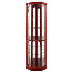 Cherry Rougemont 23.5'' Wide Mirrored Back Curio Cabinet with Lighting